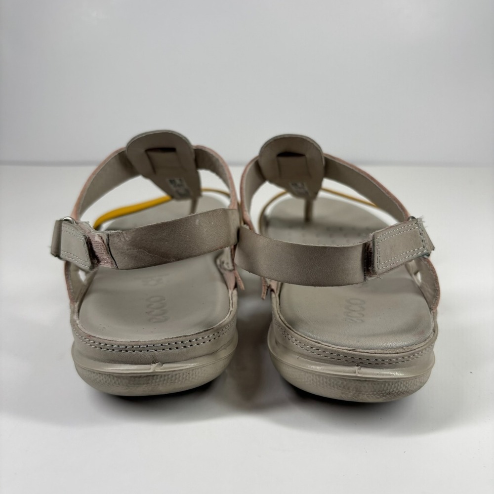 ECCO Flash Women's 10 Merigold/Rose/Gray Leather T-Strap Slingback Thong Sandals - Picture 4 of 16